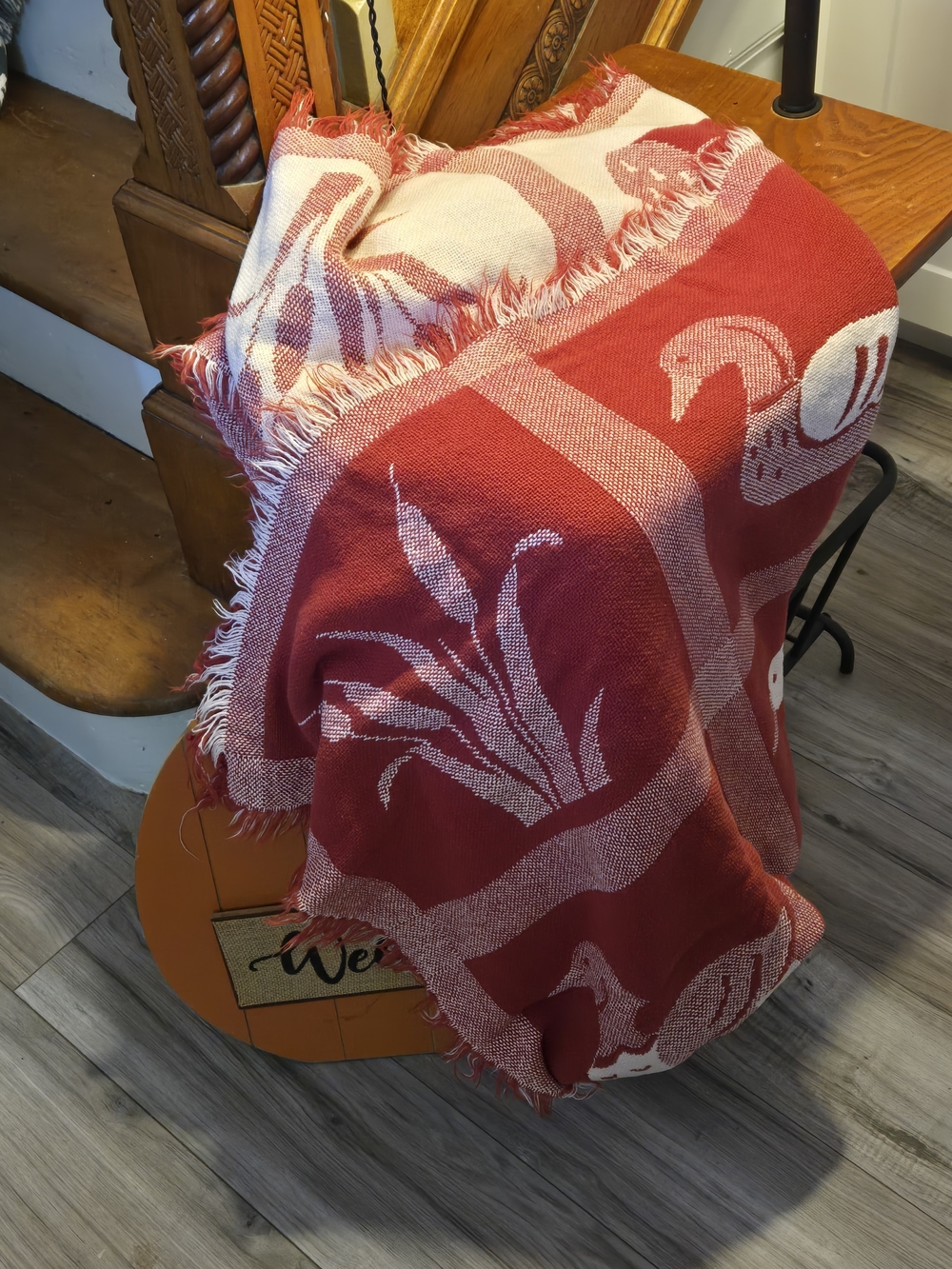 Red Holiday Duck Throw Blanket - Unbranded
